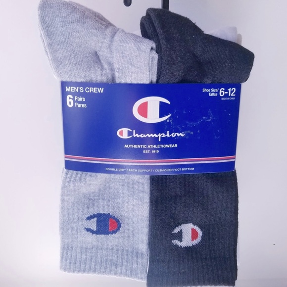 CHAMPION Authentic Crew Mens Socks (6pk) - Picture 1 of 8